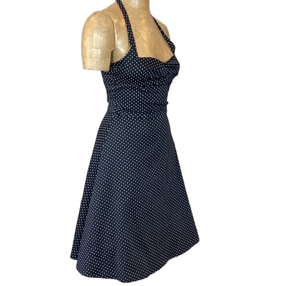 Mariposa Pin-Up Retro Halter Dress Polka Dot Tulle Slip 1/2 Black & White #291A - Picture 3 of 10